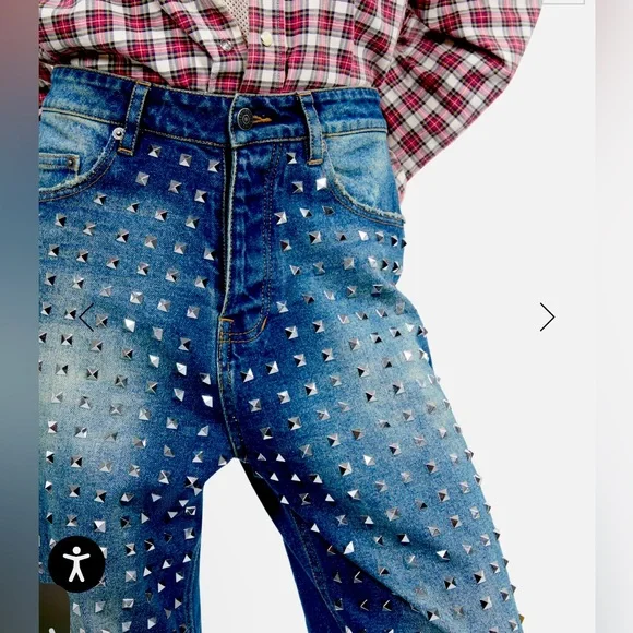 $675 NWT THE KOOPLES Studded Denim Blue Jeans FR 40 US 8 10